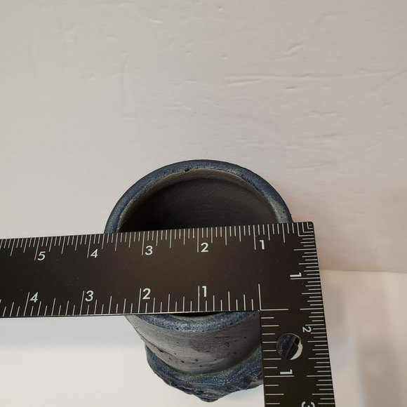 Iridescent Metallic Raku Pottery Vase, Signed - Picture 11 of 11